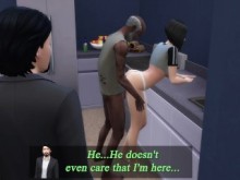 Esposa cachonda engaña frente a su esposo - Parte 2 - DDSims