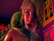 Animación hentai: a la chica le encanta la polla del gran ork