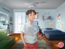 Saga de verano #121 - Espiando a mi jefa mientras está recostada en el sofá