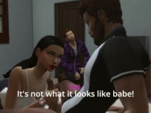 MEGA SIMS- Marido cornudo pone a su esposa latina caliente con su jefe con una gran polla (Sims 4)
