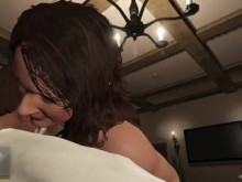 ¡La MILF Amanda engaña a su marido con su psiquiatra! Mamada y sexo anal! GTA porno gratis