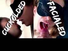 Esposa puta recibe facial - Marido cornudo la limpia