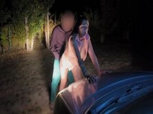 Mi bella esposa haciendo dogging en parque público