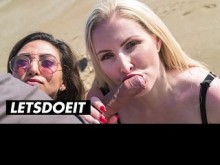 Latina cachonda y con curvas sorprende a un pescador y a su novia con sexo en la playa - LATINA MILF