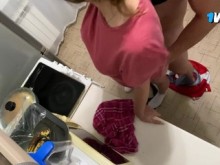 La follé en la cocina Sexo real frente a la cámara