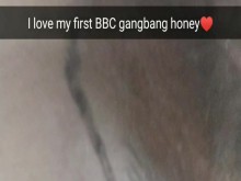 ¡Mi esposa me envió este video después de su primer gangbang BBC sin condón! Creo que se vuelve adicta a esto.